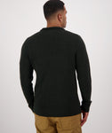 Swanndri Men's Otahu River Quarter Zip in the colour Hunter Green, shown from the back, on a model