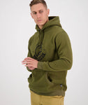 Swanndri Men's Original Fleece Hoodie Khak iwhite back drop 