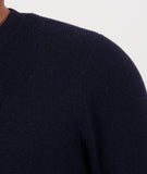 Swanndri Men's Otahu River Merino Crew Neck in the colour Navy, shown up close