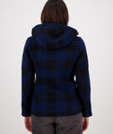 Swanndri Womens Seattle Hoodie in the colour Pacific Check, shown from the back, on a model