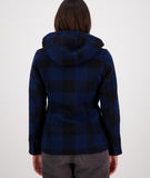 Swanndri Womens Seattle Hoodie in the colour Pacific Check, shown from the back, on a model