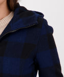 Swanndri Womens Seattle Hoodie in the colour Pacific Check, side detail, on a model