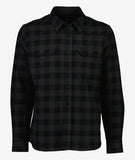 Swanndri Taranaki Tailor Shirt in the colour Black Charcoal, shown from the front