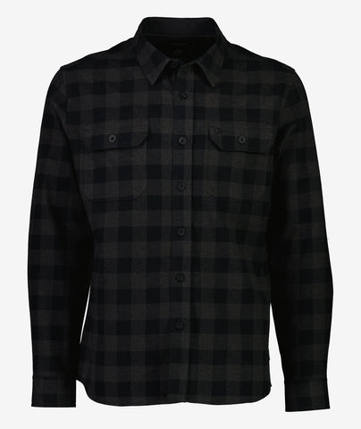 Swanndri Taranaki Tailor Shirt in the colour Black Charcoal, shown from the front