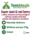 TentMeals Super Seed and Red Berry Breakfast - 800kcal logo anf description