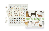 Dog Bingo Game by Laurence King Publishing, showing the front of the box, board, and bingo sheets