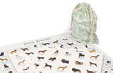 Dog Bingo Game by Laurence King Publishing, showing the Board, bingo sheets, and bag