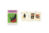 The Brontës Playing Cards, showing the box and an assortment of cards, from the front