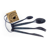 Kupilka Cutlery Set 4-piece includes: knife, fork, dessert spoon and teaspoon in the colour blueberry