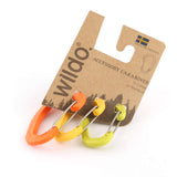 Wildo Accessory Karabiner 3 Piece Set in the colour Fashion. Includes 1 Large carabiner in Orange, 2 Medium Carabiners in yellow, and lime green.