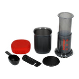 Aeropress GO Coffee Maker showing all the various components