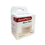 Aeropress Micro-Filters Paper Filters 350 Pack - showing the packaging angled to the east