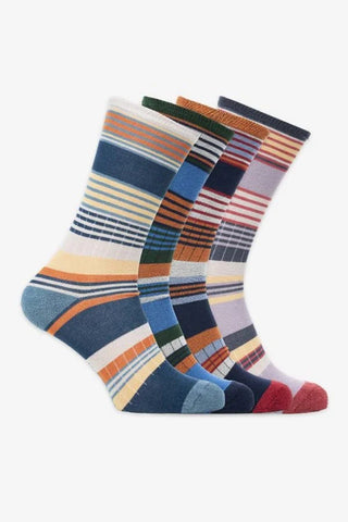 BAM Copplestone Bamboo Socks 4 Pack 4-7 UK showing all 4 colours in the pack
