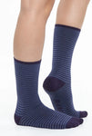 BAM Haldon Bamboo Socks Pair 4-7 UK in Navy and Blue stripes with Navy heels and toes.
