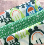 Beeswax Fabric Wraps - Kitchen Pack/Pecyn Cegin Organic Cotton 3 pack in the colour Frogs