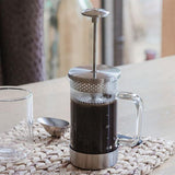 Showing in use a plastic free Core Coffee Press 1 Mug / 3 Cup / 350ml in steel colour
