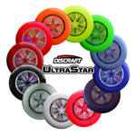 An assortiment in different colours of Discraft UltraStar discs