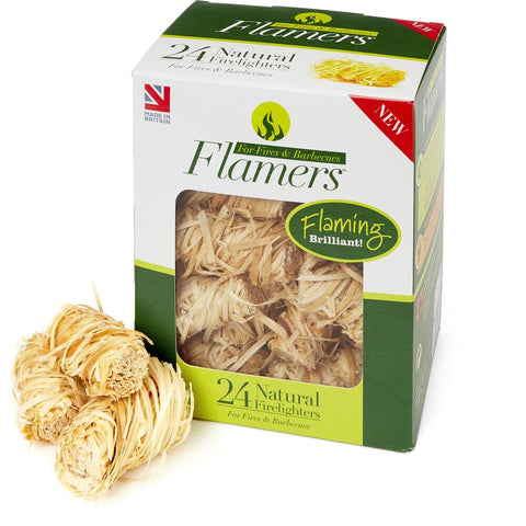 Flamers Natural Firelighters box of 24 showing packaging