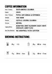 Heartland Colombia Sweet Valley 250g information