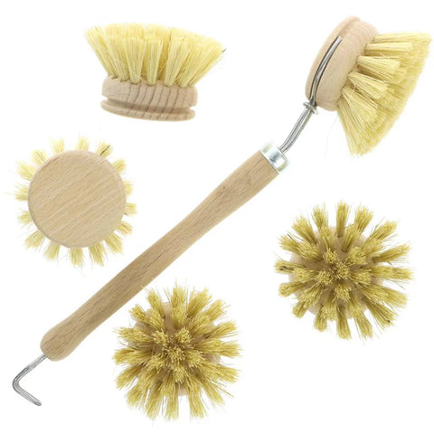 Hill Brush Company Wooden Dishes Washing Up Brush with 4 Heads