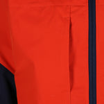 Hilltrek Talorc Organic Hybrid Jacket in Blaze/Orange colour showing detail of the chest pocket and contrast full zip colour.