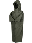 Hilltrek Organic Cotton Poncho in Olive Buttoned Up