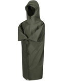Hilltrek Organic Cotton Poncho in Olive Buttoned Up