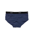 Howies Women's Boxhers Merino Undies Boxer Briefs in black iris with black branded waist band, showing the back view.