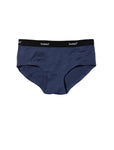 Howies Women's Boxhers Merino Undies Boxer Briefs in black iris with black branded waist band, showing the front view.