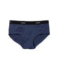 Howies Women's Boxhers Merino Undies Boxer Briefs in black iris with black branded waist band, showing the front view.