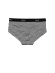 Howies Women's Boxhers Merino Undies Boxer Briefs in grey marl with black branded waist band, showing the back view.