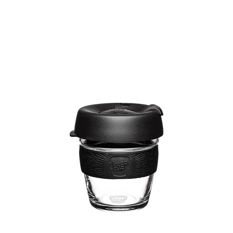 KeepCup Brew SiX 6oz/177ml Glass Reusable takeaway coffee and tea cup in Black colour.
