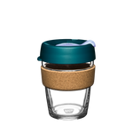 KeepCup Brew Cork Medium 12oz/340ml Glass Reusable takeaway coffee cup in the colour Eventide