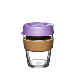 KeepCup Brew Cork Medium 12oz/340ml Glass Reusable takeaway coffee and tea cup in Moonlight colour with cork band.