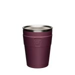 KeepCup Thermal Medium 12oz/340ml Double Walled Stainless Steel Reusable Cup in Alder colour with soft touch surface finish style, showing takeaway cup with the lid off.
