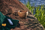 Snufkin by the waterside - showing the Kupilka Snufkin Large Cup 370ml in Brown