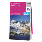 An image showing the front of the OS Landranger 115 map of Snowdon & Caernarfon