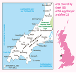 An image showing the area covered by the OS Landranger 123 map of Lleyn Peninsula