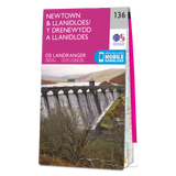 An image showing the front cover of the OS Landranger 136 map of Newtown & Llanidloes