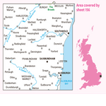 An image showing the area  covered by the OS Landranger 156 map of Saxmundham, Aldeburgh & Southwold