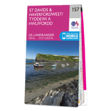 An image of the front cover of the OS Landranger 157 map of St Davids & Haverfordwest
