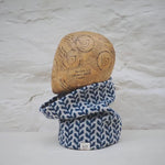 Little Brown Bird Company Welsh Tapestry Snood in Navy. Leaf pattern