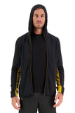 Mons Royale Approach Merino Shift Fleece Hood in the colour Black shown with the hood up