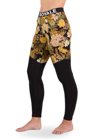 Mons Royale Cascade Merino Flex 200 Leggings in the colour Floral Camo shown from the side