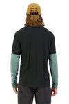 Mons Royale Tarn Merino Shift Wind Jersey in the colour Burnt Sage / Black showing the back side