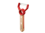 Opinel Le Petit Chef Peeler with red ring on whute background.
