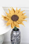 Pachamama Hand Felted Sunflower in the colour Gold shown in a vase