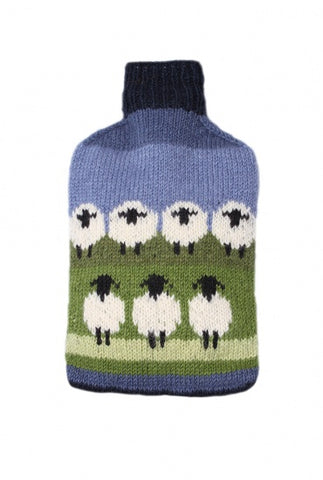 Pachamama Flock of Sheep Hot Water Bottle Cover On Whitwe Background
