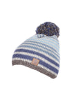 Pachamama Kids Manhattan Bobble Beanie showing stripes and booble.
