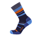 Point6 Hiking Mixed Stripe Light Crew Sock in navy